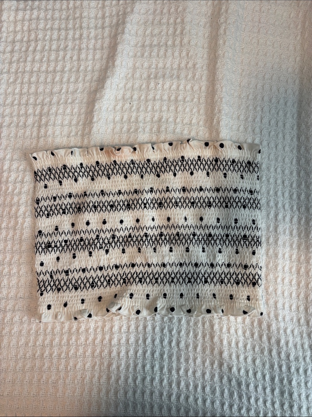 Hollister White and Black Smocked Tube Top